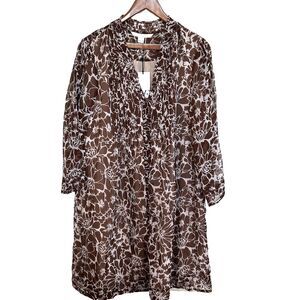 DVF Diane Von Furstenberg Layla Silk Dress Women Size 14 Dahlia Small Chocolate